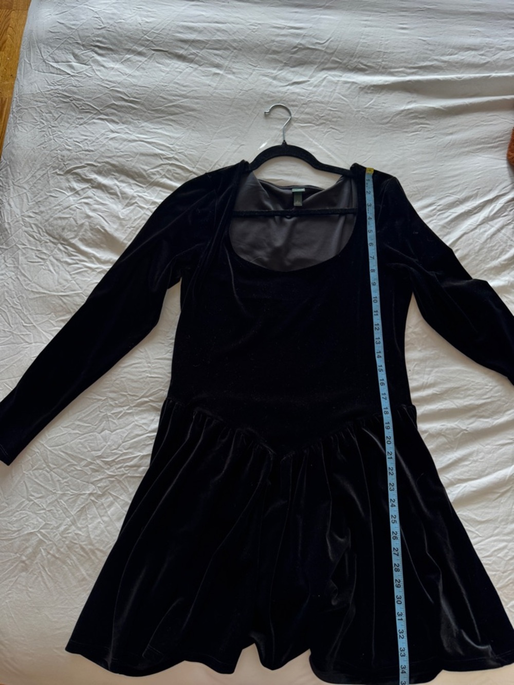 wild fable Black Velvet Long-Sleeve Skater Dress